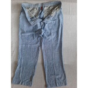 Williams & Ken Men XXL Lined Pants‎ Heather Blue Flare Linen Drawstring Stretch